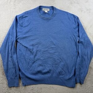 Paolo Mondo Sweater Mens Large Blue 100% Cashmere Crewneck Pullover Soft 2 Ply